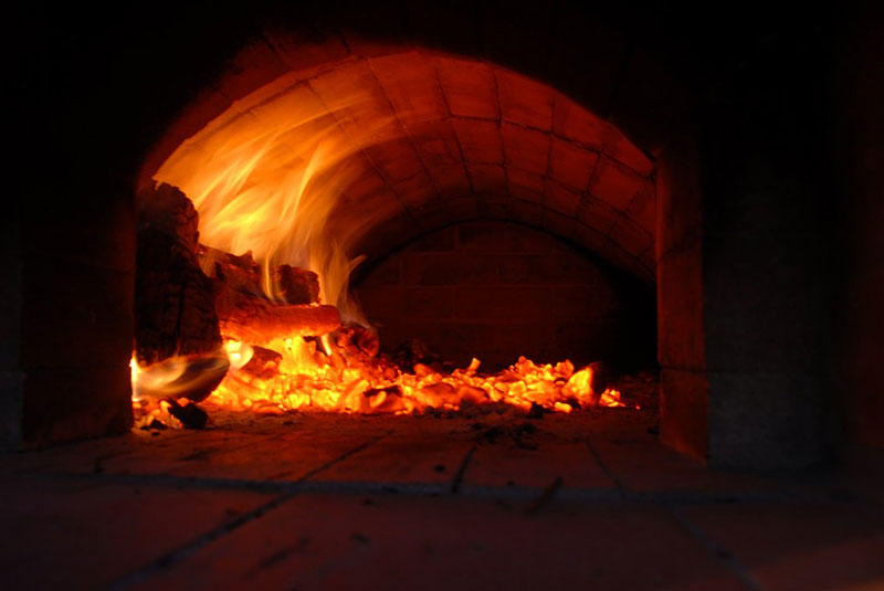 pizza oven brick firing fire wood bread fired making cooking paddle wooden peel heat then