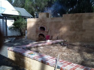 Finished chimney on pizza oven.