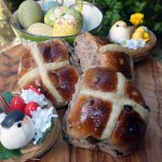 Easter hot cross buns baked in wood fired oven