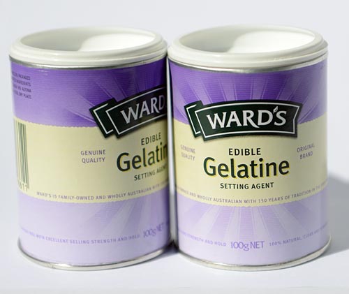 Two edible gelatin packages.