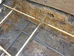 Detail of reinforcing steel bars and mesh.