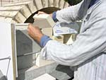 Finishing firebrick work with oven entrance.