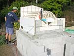Finishing firebrick work with oven entrance.