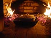 Roasting dinner in the oven.