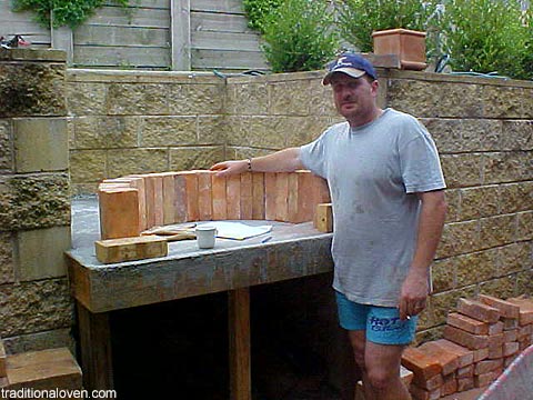 Besser concrete blocks and building in the home backyard.