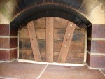 Oven wooden door in place closing off the oven