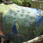 Decorative art mosaic in a garden.