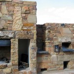 Art work with stone outdoors.