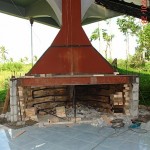 At the corner of The Bee Museum I built a brick fireplace.