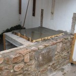 Concrete hearth slab laid.