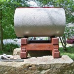The pizza oven from side view.