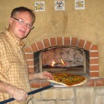 Pompeii pizza oven built by Tom.