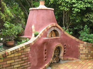 Round features on a wood fired pizza oven.