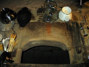 Kitchen with old stone dome oven from 1807