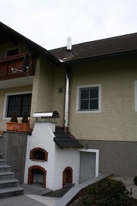 backofen the oven chimney trough the roof was finished