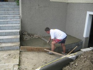 backofen finishing concreting the oven's slab