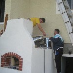 backofen installing tall stainless steel chimney pipe