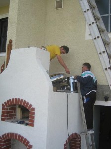 backofen installing tall stainless steel chimney pipe