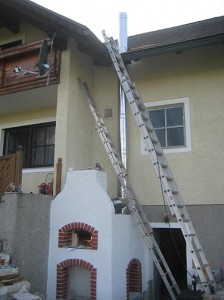 backofen installing the oven's chimney out through the roof