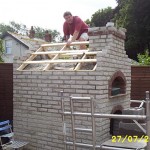 Roof frame on pizza oven.