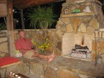 Flagstone fireplace structure with firebrick lining