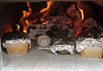 Bread baking pans in high heat fire