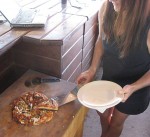 Slicing and serving pizzas