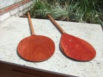 Two hardwood wooden peels