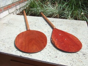 Two hardwood wooden peels
