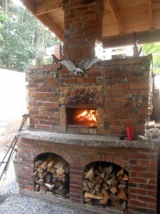 Bricks and mosaic work.