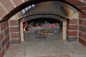 Pizza inside the oven