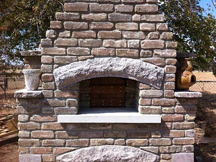 Granite arch in brick walls