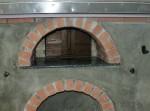 front oven wall and wooden door