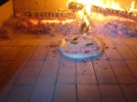 Pizza inside fire hot oven