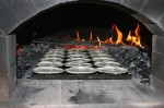Pie pastry in brick oven